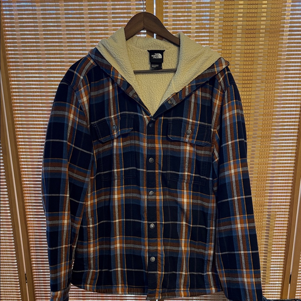 The North Face Men's Plaid Hooded Jacket - Blue and Orange